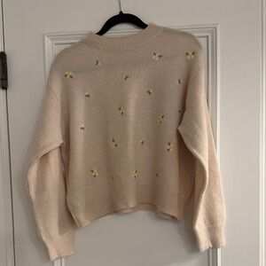 Mango embroidered floral sweater M